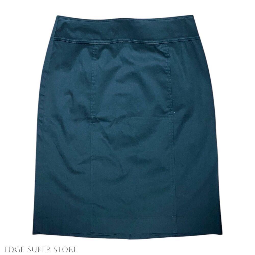 Talbots Black Cotton Straight Pencil Zip Up Short Casual Work Skirt Size 6
